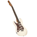 Levinson Sceptre Ventana Std - Double Cutaway Olympic White SSS w Indian Laurel Board Left Handed