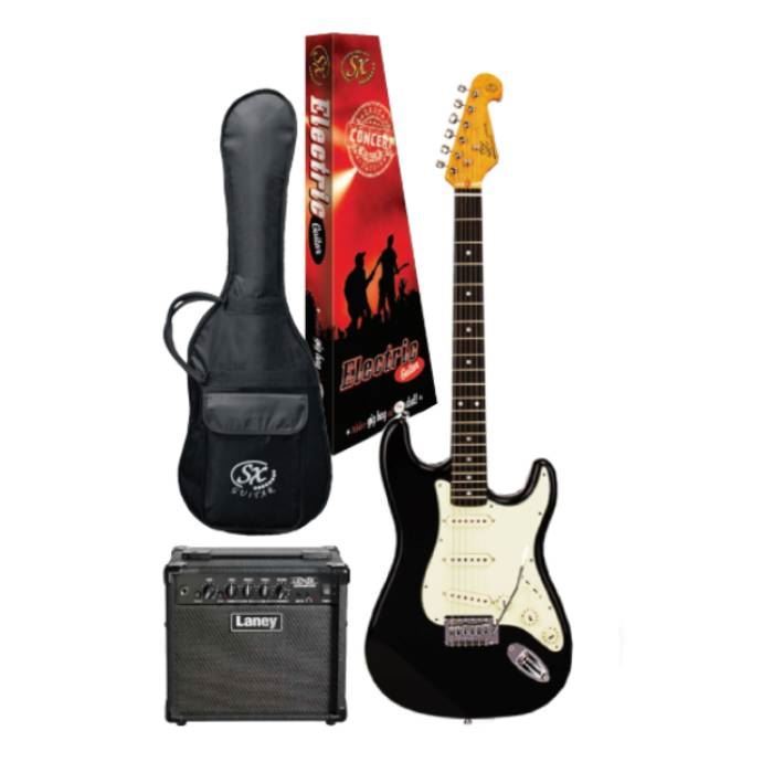 SX & Laney Electric Guitar Pack in Black (VES62B Electric Guitar & Laney Amp)