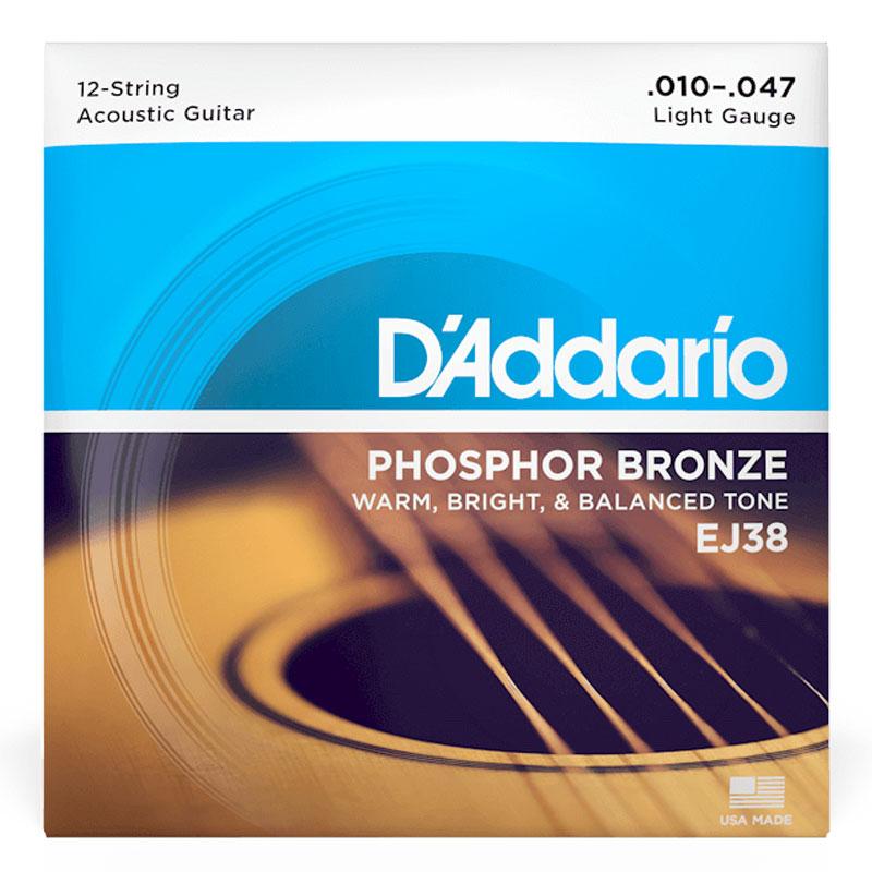 Daddario Acoustic Guitar 12 String Set 10/47 Phosphor Bronze.
