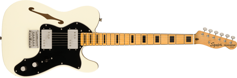 FSR Classic Vibe '70s Telecaster Thinline, Maple Fingerboard with Blocks and Binding, Black Pickguard, Olympic White