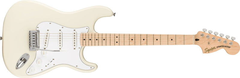 Squier Affinity Series Stratocaster, Maple Fingerboard, White Pickguard, Olympic White