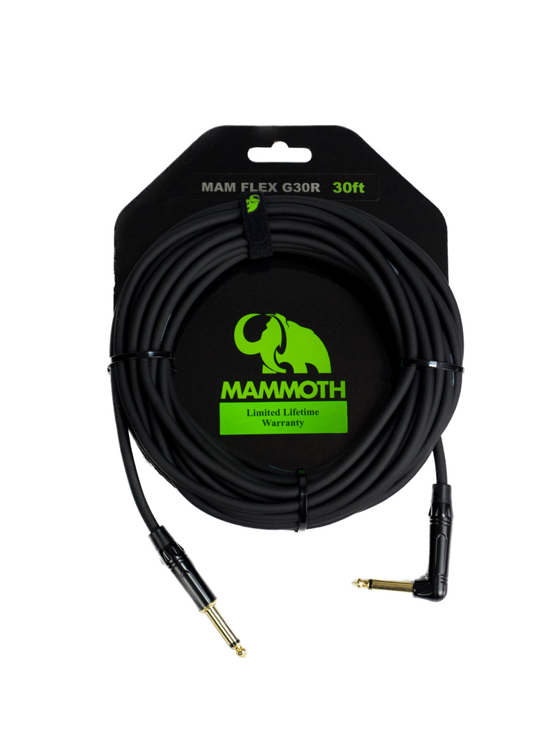 Mammoth 30ft High Grade Jack to Right Angle Instrument Cable MAM FLEX G30R