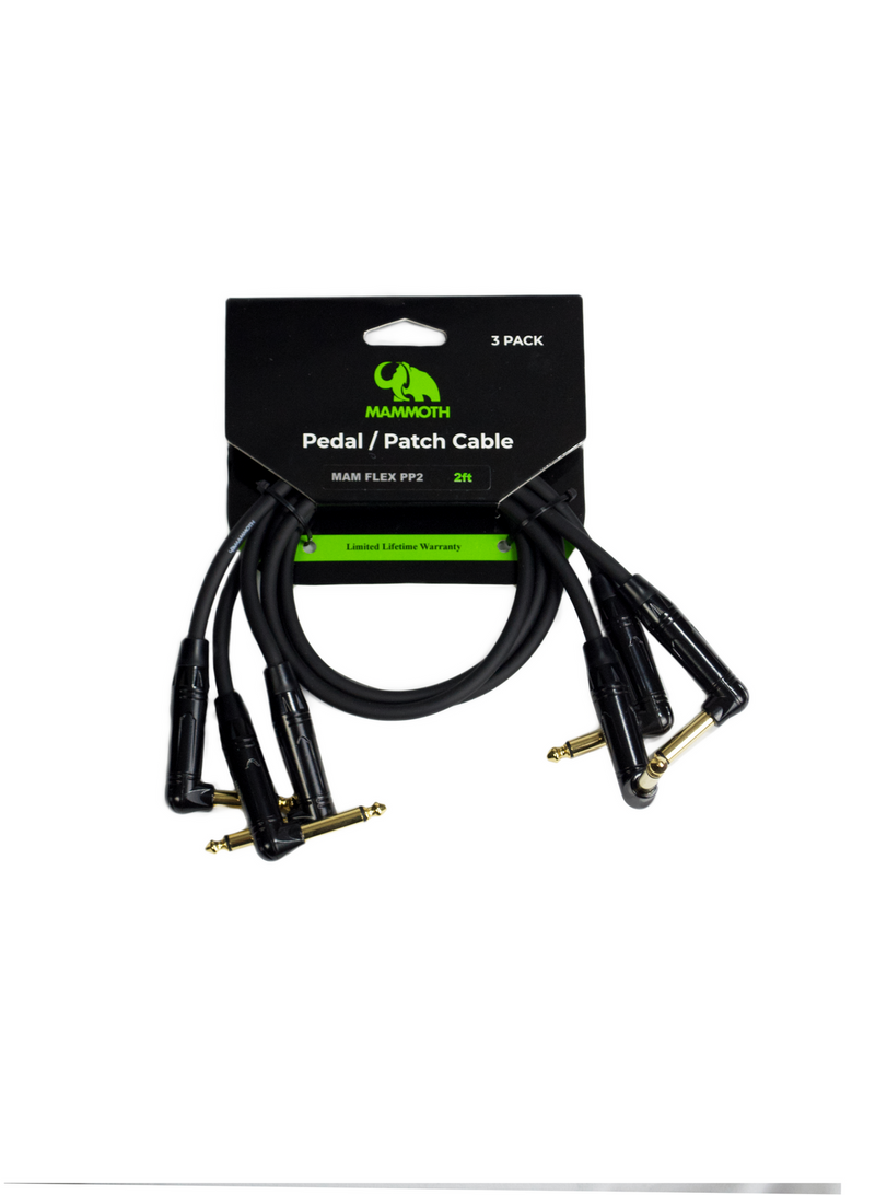 Mammoth 2ft High Grade Mono Right Angle Patch Cable 3 Pack MAM FLEX PP2
