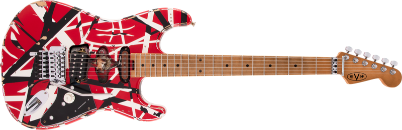Striped Series Frankenstein Frankie, Maple Fingerboard, Red with Black Stripes Relic