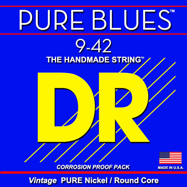 DR PHR-9 PURE BLUES - Pure Nickel Electric Guitar Strings: Light 9-42