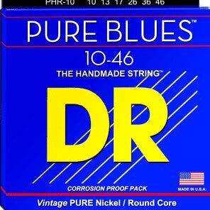 DR PHR-10 PURE BLUES - Pure Nickel Electric Guitar Strings: Medium 10-46