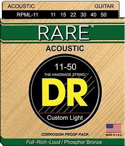 DR RPML-11 RARE - Phosphor Bronze Acoustic Guitar Strings: Custom Light 11-50