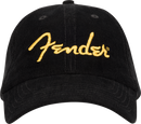 Fender Gold Spaghetti Logo Corduroy Baseball Hat, Black, One Size