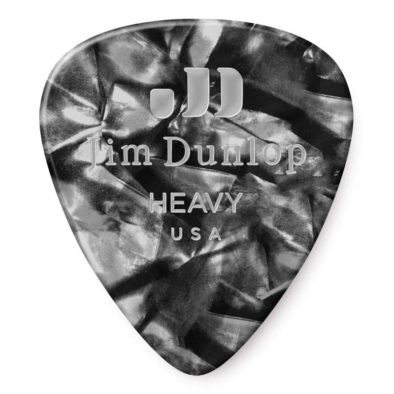 Dunlop JP44H Celluloid Black Pearloid Heavy Picks (12 Pack)