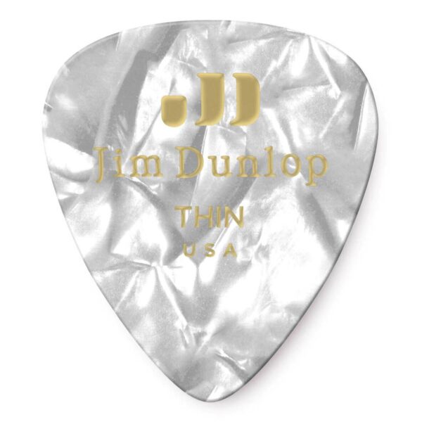 Jim Dunlop JP48T Celluloid White Pearloid Thin Picks (12 Pack)
