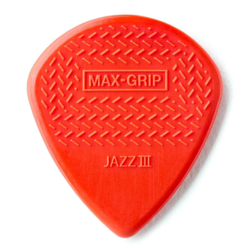 Jim Dunlop JPP113N Nylon Jazz III Max Grip Players Pick Pack Red (Pack of 6)