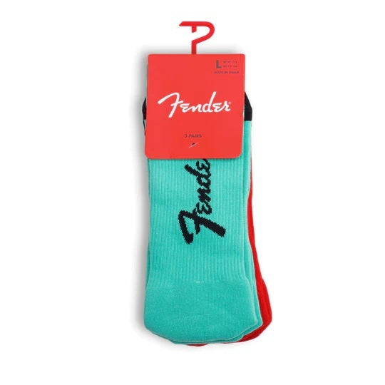 FENDER "Exploded Logo" Large Crew Socks in Asst Colour (3-Pair)