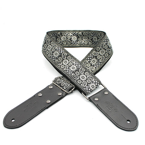 DSL Straps 2 Inch Jacquard Webbing Paisley Silver