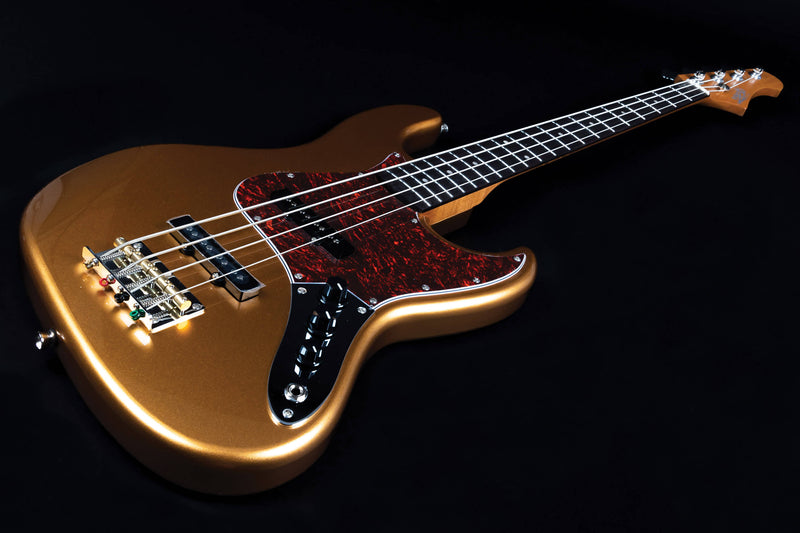 Jet JJB-300 Bass Guitar - Roasted Maple Neck, Rosewood Fretboard - Gold