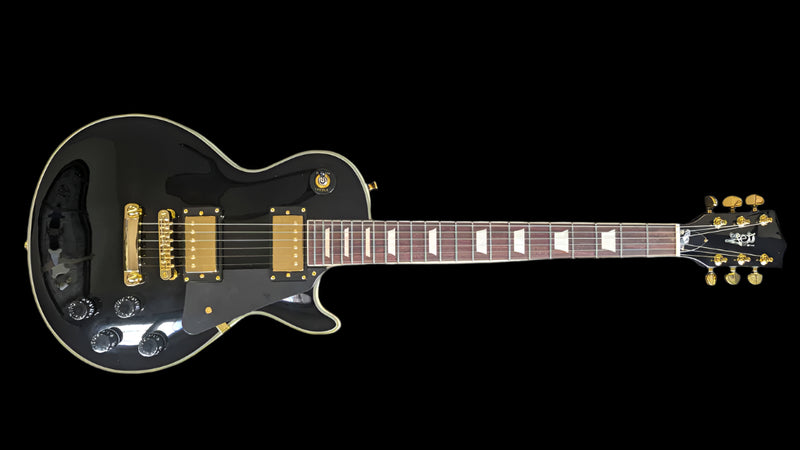 Jet JL-500-C-BK-G Single Cut HH Electric Guitar - Custom - Black with Gold Hardware