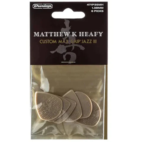 Dunlop JPMHMG 1.38mm Matt Heafy Custom Max Grip Jazz III Guitar Picks (6-Pack)