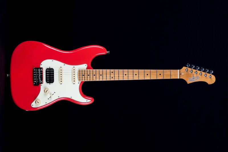 Jet JS-400 HSS Electric Guitar - Roasted Maple Neck - Coral Red