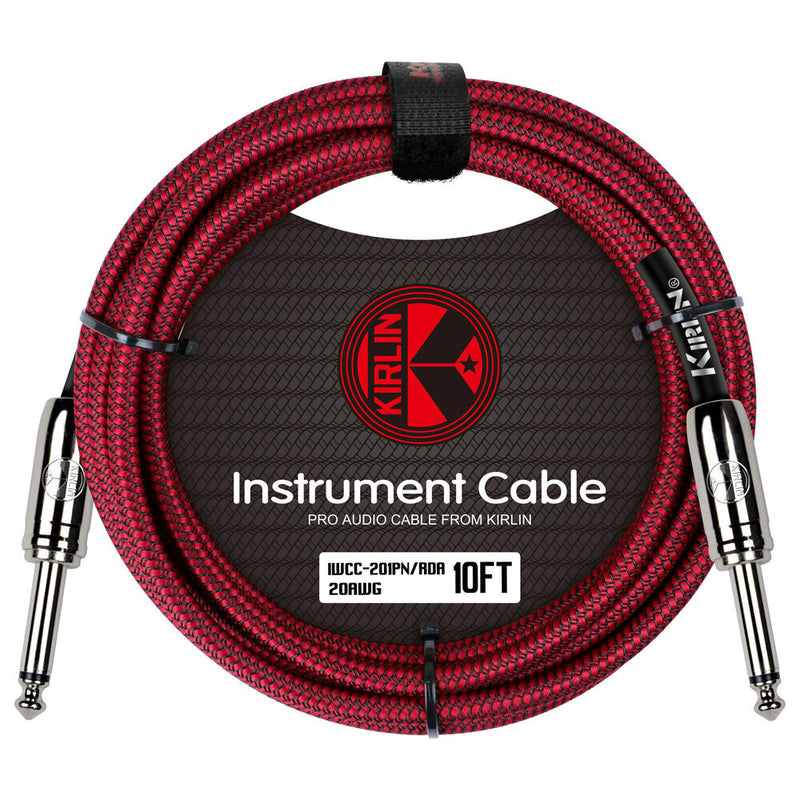 Kirlin IWCC201RD 10ft Red Entry Woven Instrument Cable with Chrome Ends