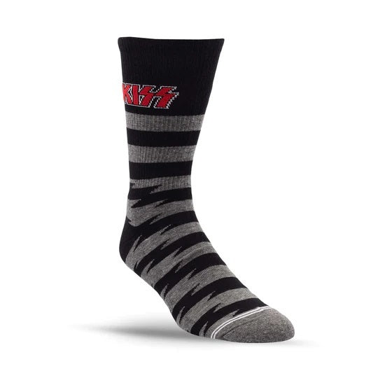 KISS "Lightning Stripes" Large Crew Socks in Charcoal (1-Pair)