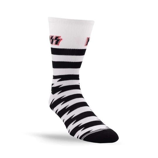 KISS "Lightning Stripes" Large Crew Socks in White (1-Pair)