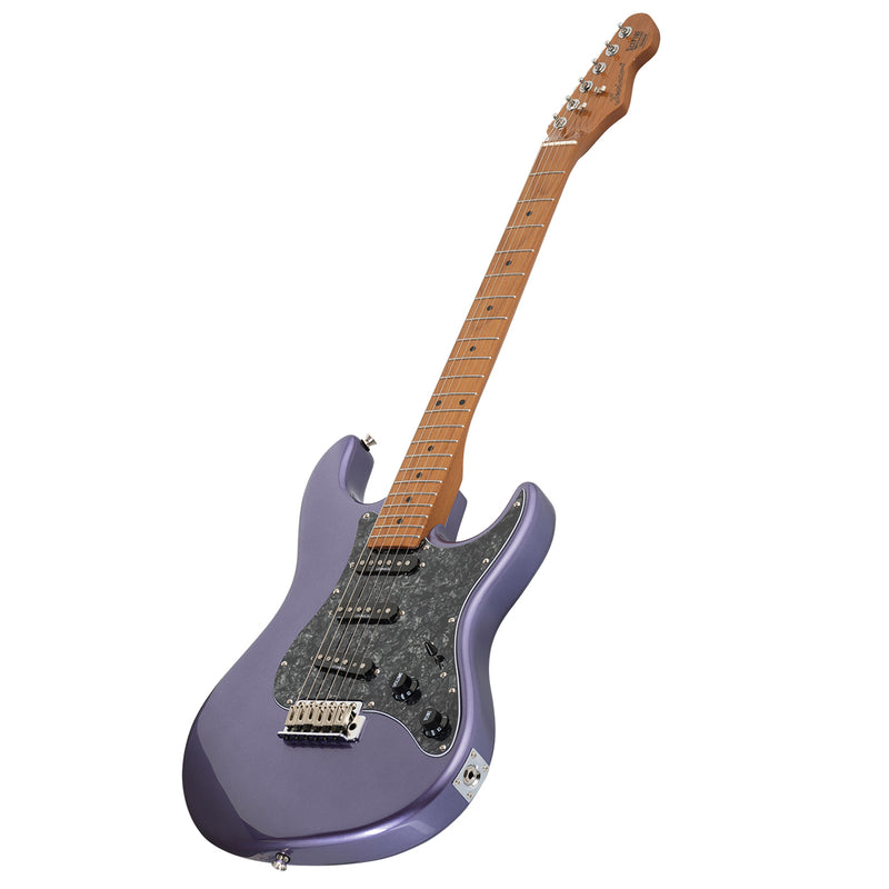 Levinson Sceptre Ventana Std - w/FREE DCM Case - Double Cutaway Metallic Purple SSS w Maple Board