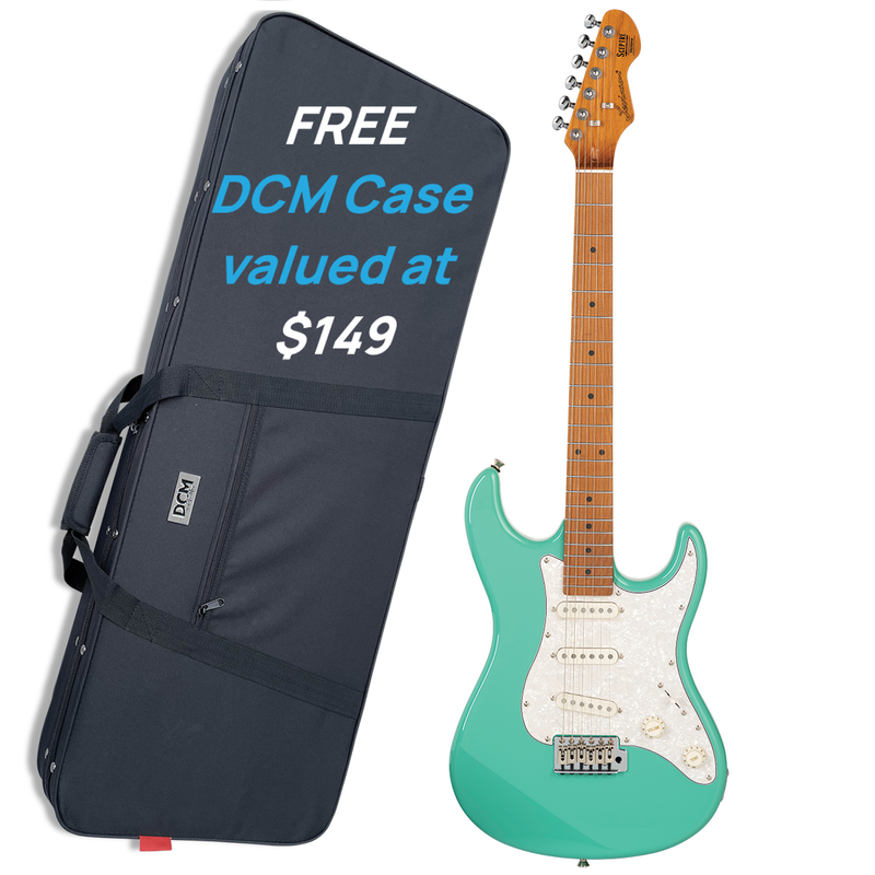 Levinson Sceptre Ventana Std - w/FREE DCM Case - Double Cutaway Sea Foam Green SSS w Maple Board