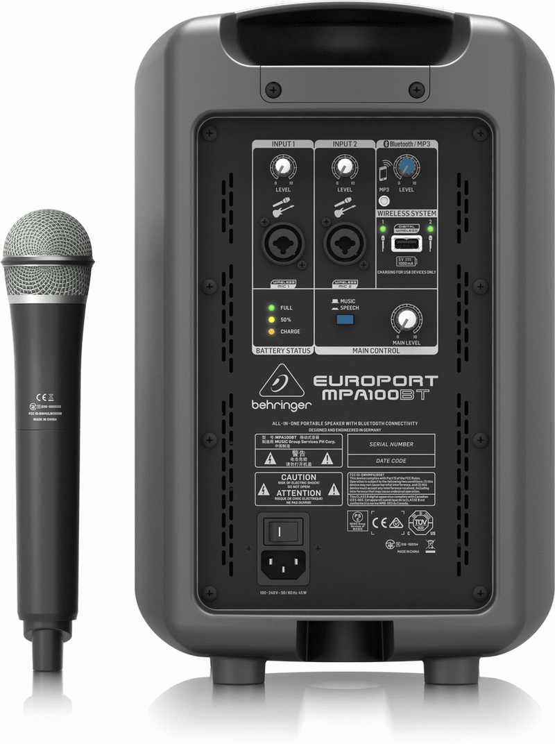 BEHRINGER EUROPORT MPA100BT 100W SPEAKER WITH MICROPHONE