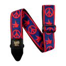 Ernie Ball Classic Jacquard Strap - Red and Blue Peace Love Dove