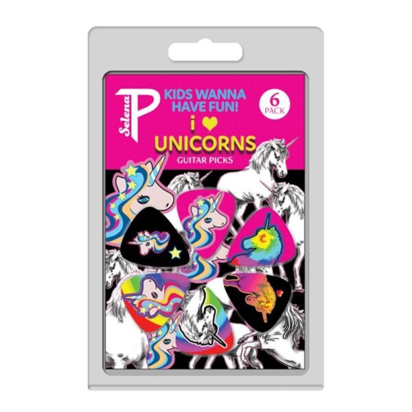 “Kids Wanna Have Fun, I Love Unicorns Collection” Variety Licensed Motion Guitar Picks (6-Pack)