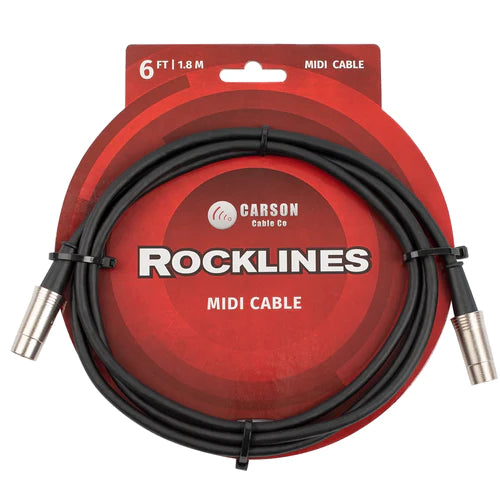 Carson RMD06 Rocklines Midi Cable in Black (6ft)