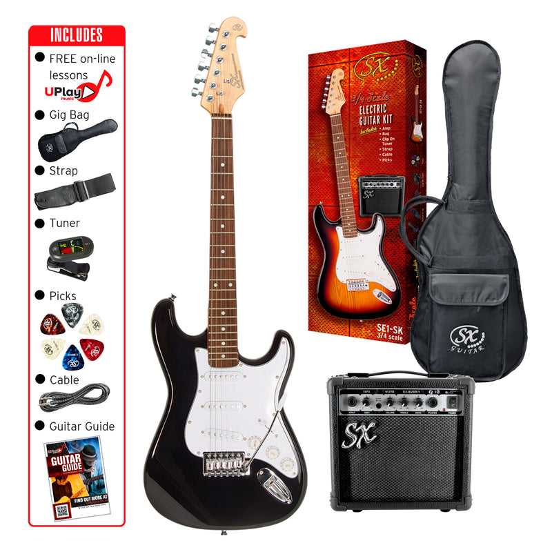 SX 3/4 Electric Guitar Pack with Accessories Black