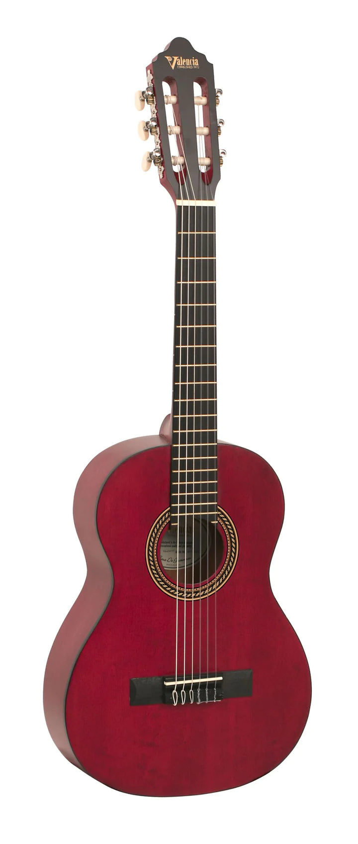 Valencia VC202TWR 1/2 Size Classical Guitar - Transparent Wine Red
