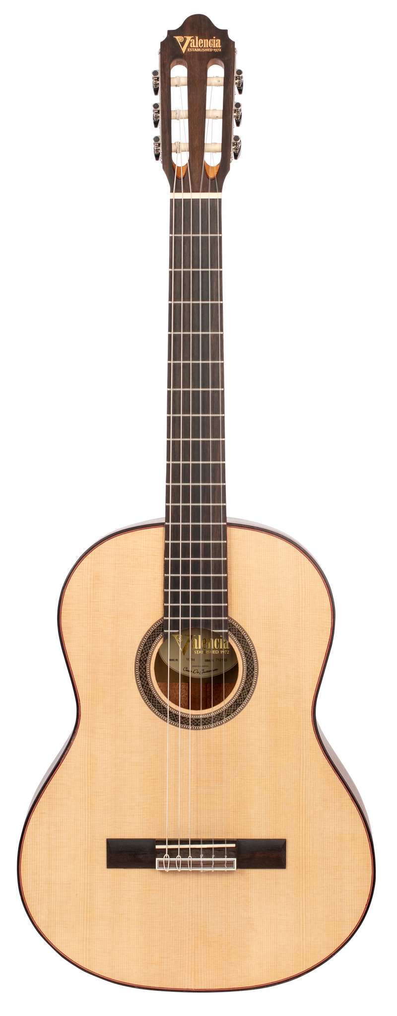 Valencia VC704H Solid Top Classical Guitar Hybrid Neck in Natural Satin