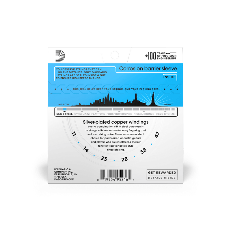 Daddario Silk & Steel Acoustic Guitar String Set 11/47 Light Gauge