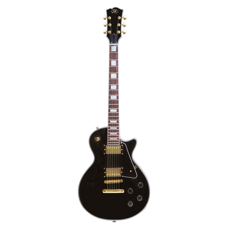 SX EH3BK LP Custom Style Electric Guitar set neck - Black/Gold