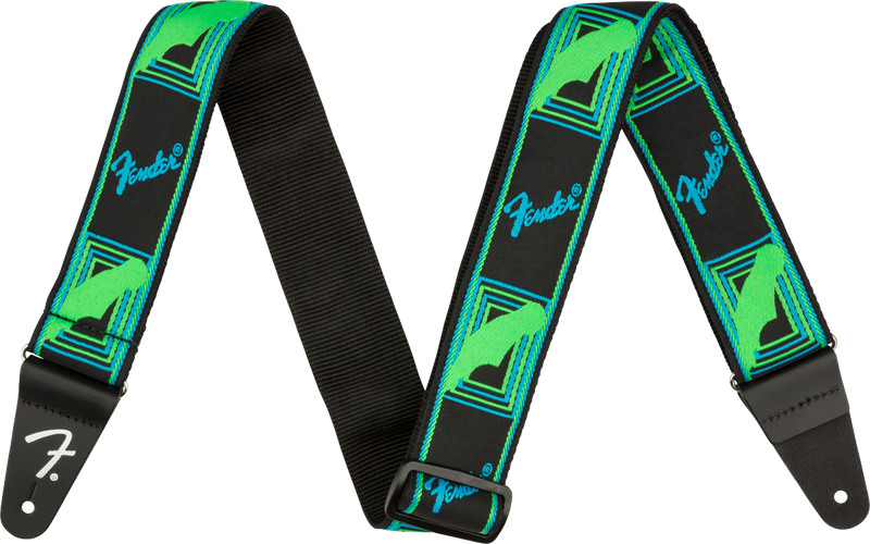 Neon Monogrammed Strap, Blue and Green, 2"