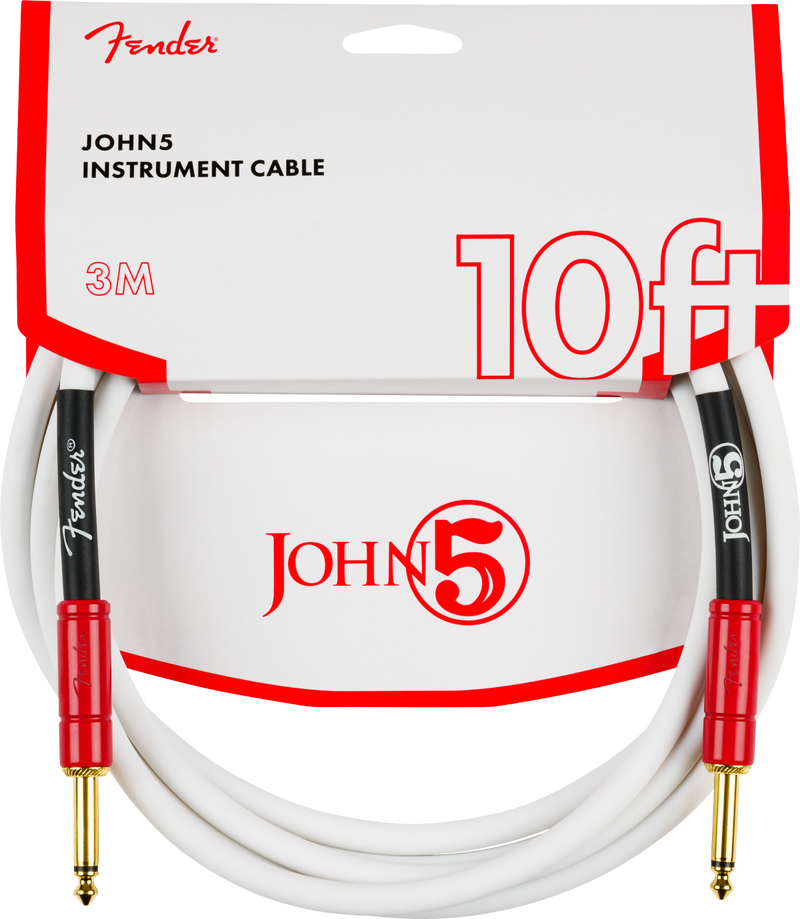 John 5 Instrument Cable, White and Red, 10'