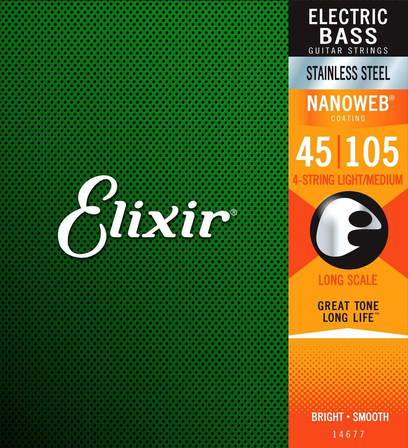 Elixir 14677 Nanoweb Bass  Stainless Steel Medium 45-105.