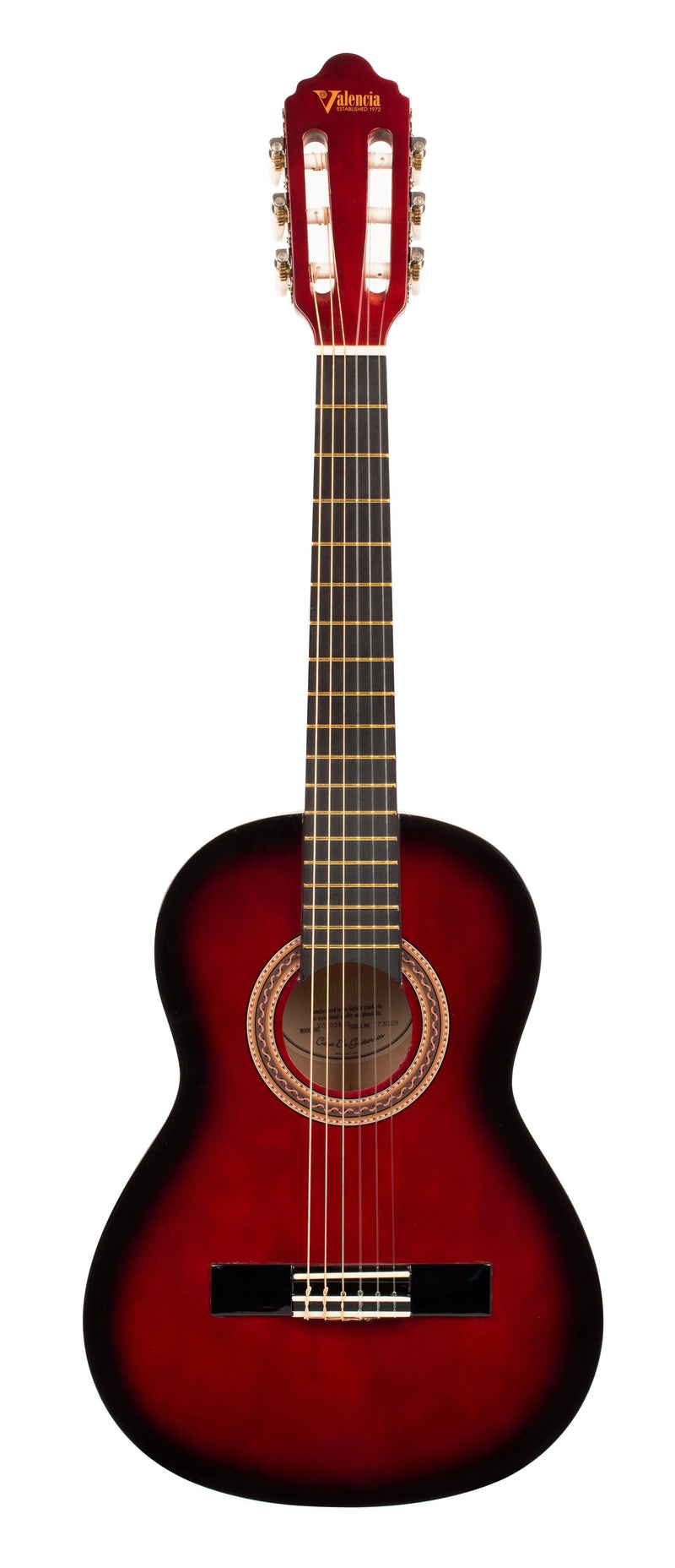 Valencia 100 Series 1/2 Classical Guitar - Red at Five Star Music 102 Maroondah Highway Ringwood Melbourne Music Guitar Store.