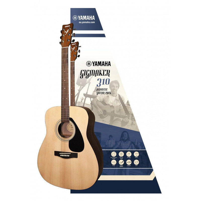 Yamaha Gigmaker F310 Value Added Acoustic Guitar Pack - Natural at Five Star Music 102 Maroondah Highway Ringwood Melbourne Music Guitar Store.