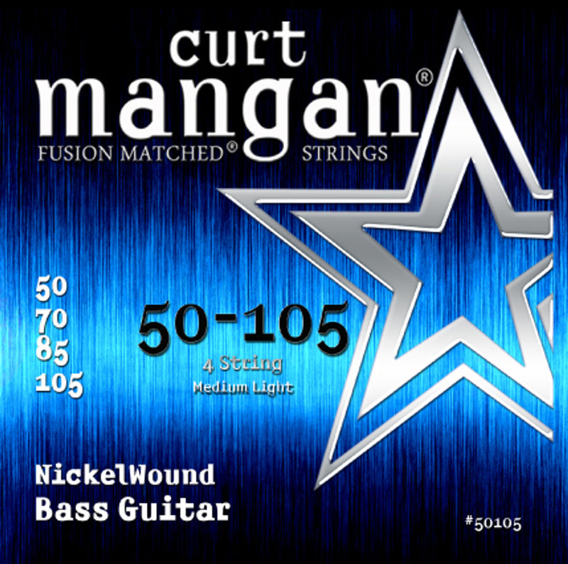 Curt Mangan 50-105 Nickel Wound Medium Light 4-String Bass Guitar String Set