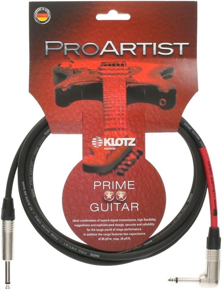 Klotz PRON060PR 6m Pro Artist Professional Guitar Cable with Right Angle Connector