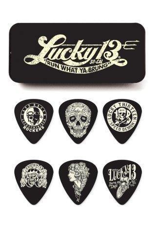 JIM DUNLOP LUCKY 13 PICK TIN 0.73MM - 6 PICKS INCLUDED at Five Star Music 102 Maroondah Highway Ringwood Melbourne Music Guitar Store.
