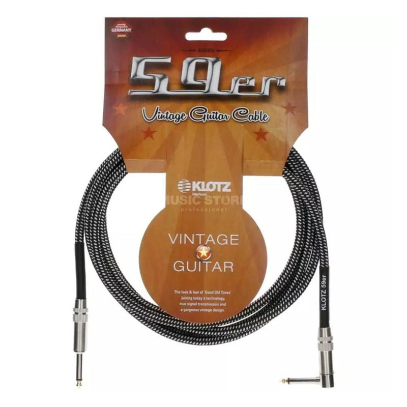 Klotz 59’er Vintage Guitar Cable 4.5m Tweed/Gold Tip – Angle