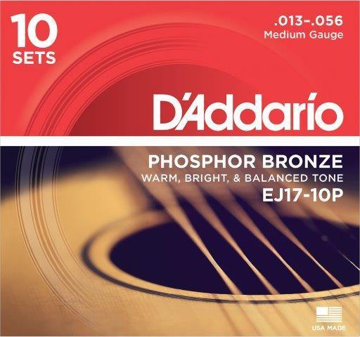 Daddario Acoustic Guitar String Set 13/56 10 Pack.