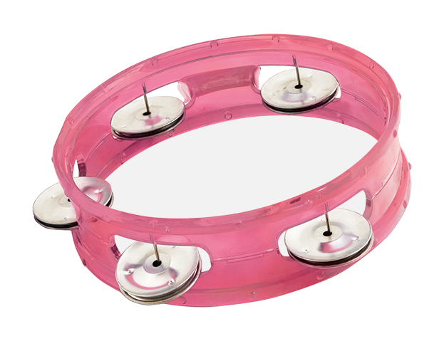 Tambourine Transparent Pink 6 Inch Plastic Head