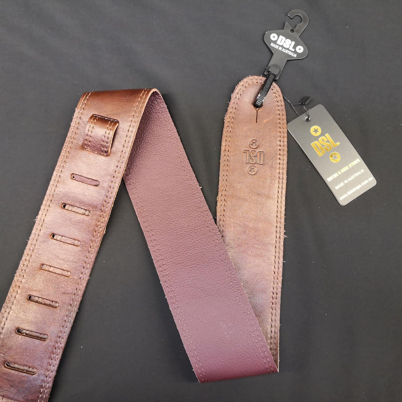 DSL GMD Series 2.5" Distressed Leather Guitar Strap Brown at Five Star Music 102 Maroondah Highway Ringwood Melbourne Music Guitar Store.