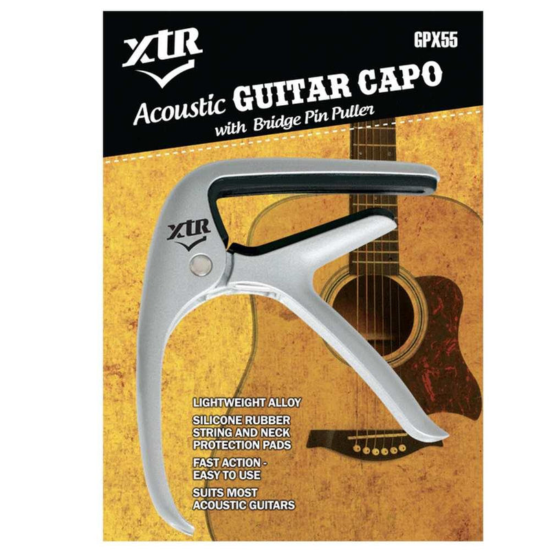 XTR Acoustic Guitar Capo - Silver at Five Star Music 102 Maroondah Highway Ringwood Melbourne Music Guitar Store.