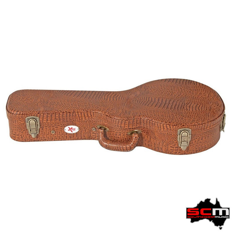 Xtreme HC3086 F-Style Shaped Mandolin Case – Brown Croc Vinyl
