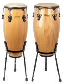 Mano Percussion 10/11 Inch Congas Vellum W/Basket Stands Natural